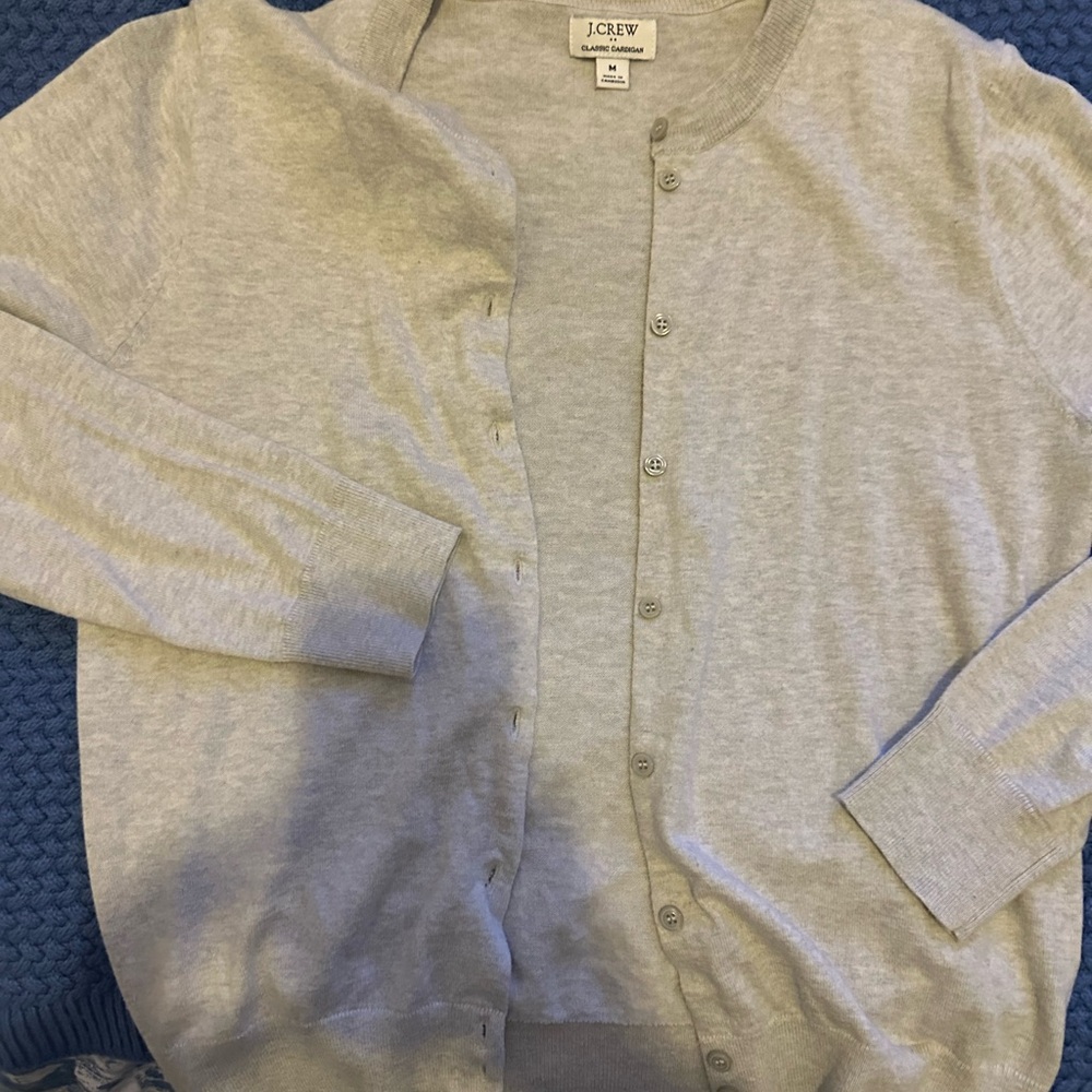 J. Crew Light Gray Cardigan Sweater